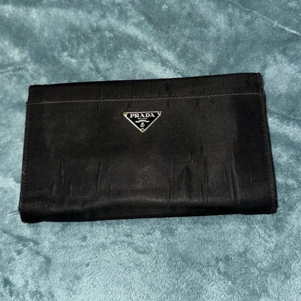 Prada black nylon long wallet Velcro closure damaged